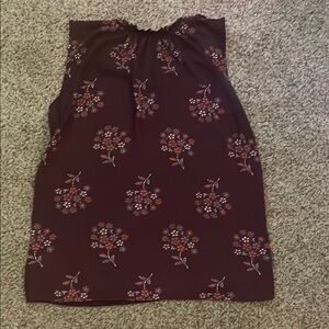 LOFT Red Sleeveless Blouse with Floral Pattern